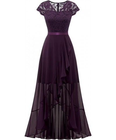 Women's V Neck Formal Floral Lace Bridesmaid Maxi Dress Evening Party Elegant Dresses Evening Prom Dress Grape $23.92 Dresses