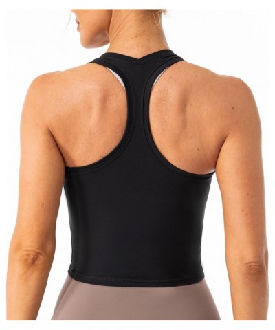 Women's Racerback Workout Tank Top Sports Yoga Tops Active Sleeveless Shirts Cropped-length Black $13.43 Activewear