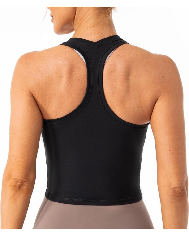 Women's Racerback Workout Tank Top Sports Yoga Tops Active Sleeveless Shirts Cropped-length Black $13.43 Activewear