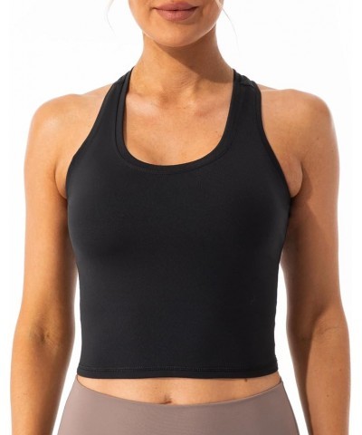 Women's Racerback Workout Tank Top Sports Yoga Tops Active Sleeveless Shirts Cropped-length Black $13.43 Activewear