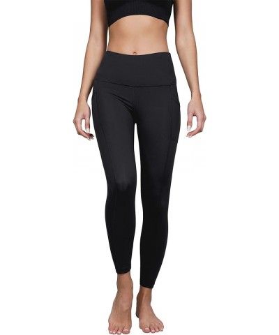 High Waist Ultra Soft 7/8 Ankle Length Leggings with Pockets for Women Onyx Black Lux $14.27 Leggings