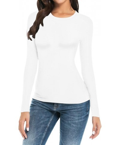 Tops for Women Basic Scoop Neck Long Sleeve T-Shirts Sleeveless Bodycon Tank Top B Long Sleeve White $13.49 T-Shirts