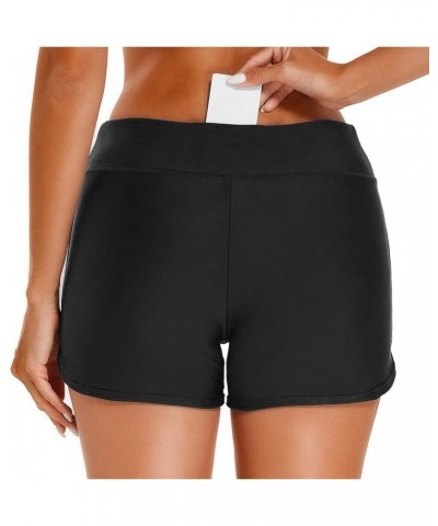 Women's 3" High Waisted Swim Board Shorts UPF50+ Quick Dry Swimsuit Bikini Bottoms with Liner Black $12.74 Swimsuits