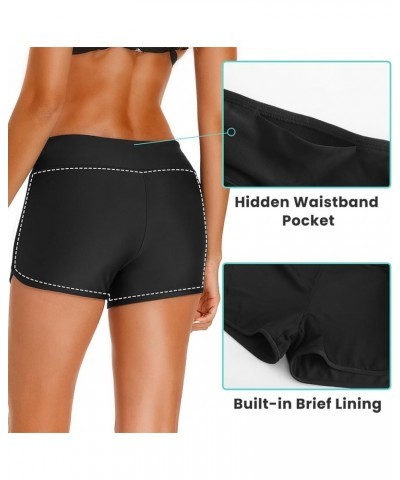 Women's 3" High Waisted Swim Board Shorts UPF50+ Quick Dry Swimsuit Bikini Bottoms with Liner Black $12.74 Swimsuits