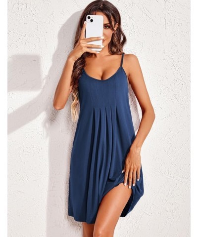 Women Nightgowns Sleeveless O Neck Sleepwear Spaghetti Strap Racerback Pajama Dress Sleep Shirt Nightshirt S-XXL Navy $11.19 ...