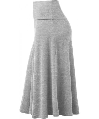 Women's Solid Ombre Lightweight Flare Midi Pull On Closure Skirt S-XXXL Plus Size Wb1105_heather_grey $10.15 Skirts