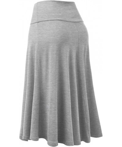 Women's Solid Ombre Lightweight Flare Midi Pull On Closure Skirt S-XXXL Plus Size Wb1105_heather_grey $10.15 Skirts