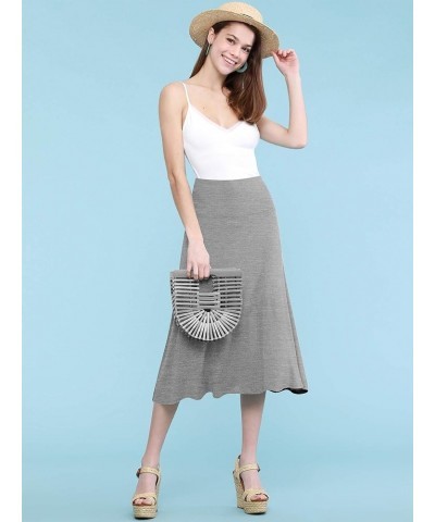 Women's Solid Ombre Lightweight Flare Midi Pull On Closure Skirt S-XXXL Plus Size Wb1105_heather_grey $10.15 Skirts