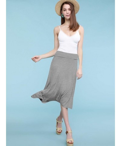 Women's Solid Ombre Lightweight Flare Midi Pull On Closure Skirt S-XXXL Plus Size Wb1105_heather_grey $10.15 Skirts