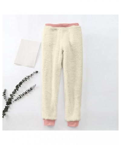 Fuzzy Fleece Sweatpants for Women Winter Thick Outdoor Thermal Pants Fashion Print Sherpa Lined Cold Weather Trouser 014 Pink...