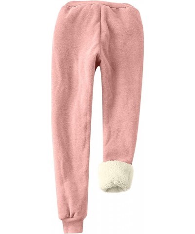 Fuzzy Fleece Sweatpants for Women Winter Thick Outdoor Thermal Pants Fashion Print Sherpa Lined Cold Weather Trouser 014 Pink...