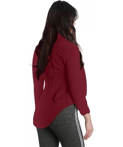 Women's Casual Work Comfy Open Front High Low Notch Lapel Office Blazer Jacket Made in USA 1073t-darkred $14.24 Blazers