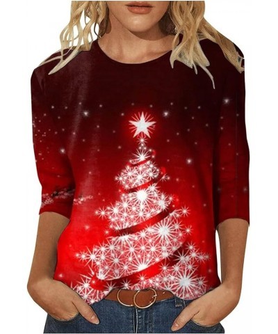 Women's Ugly Christmas Sweatshirt Crewneck Funny Graphic Printed Buffalo Plaid Reindeer Shirts Xmas Pullover Top 2023 Z-j-red...