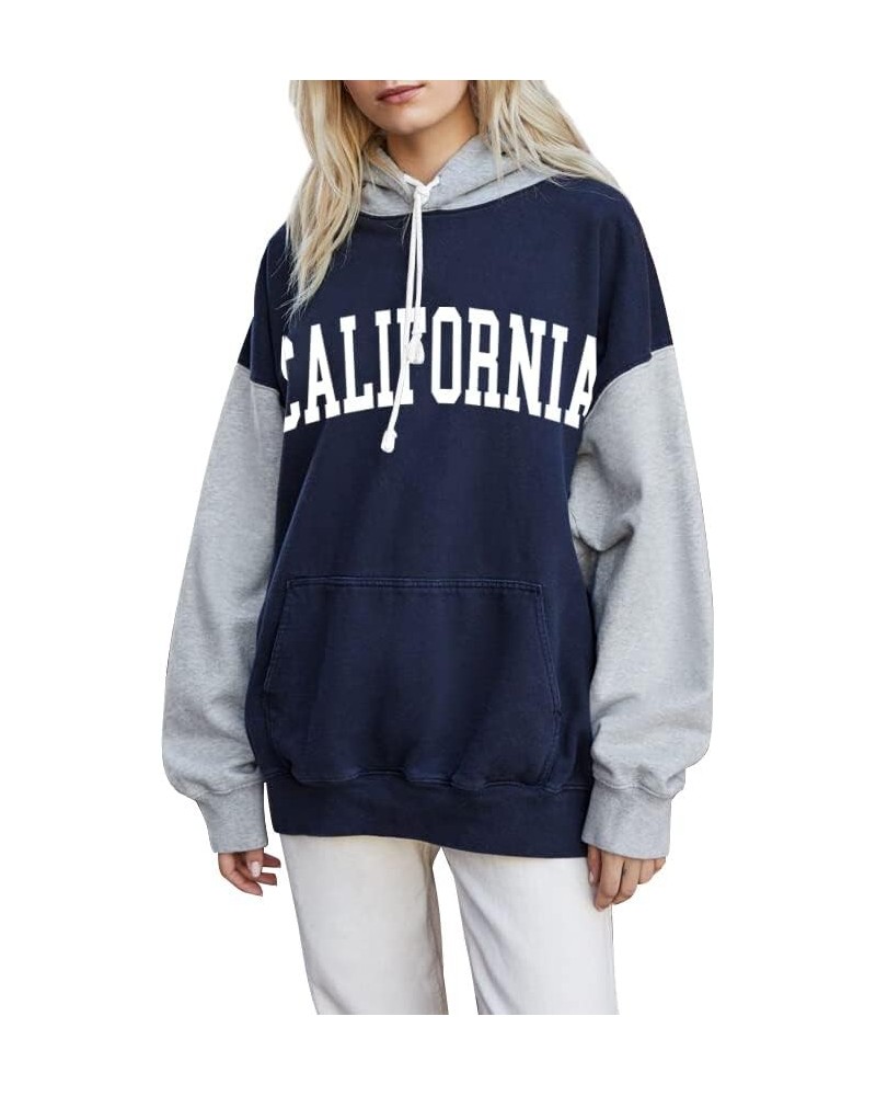 Womens Pullover Hoodies Oversized Graphic Color Block Novelty Hoodie Sweatshirts with Pockets Blue+ California $12.99 Hoodies...