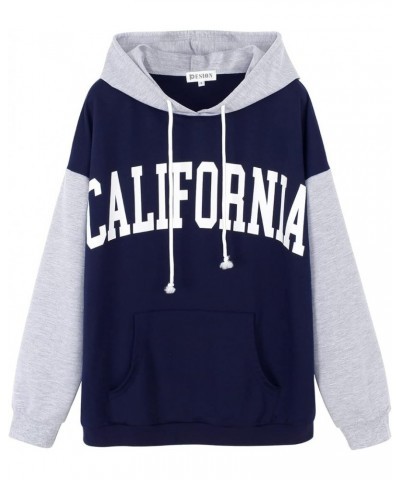 Womens Pullover Hoodies Oversized Graphic Color Block Novelty Hoodie Sweatshirts with Pockets Blue+ California $12.99 Hoodies...