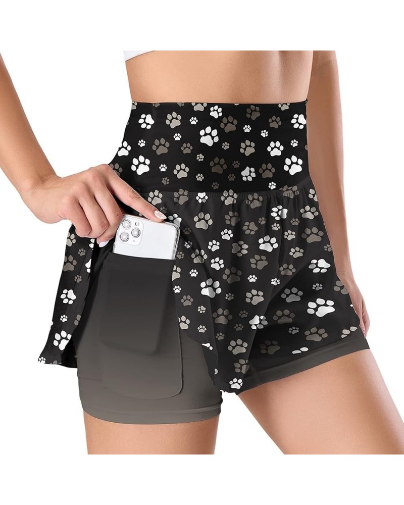 Women's 2 in 1 Flowy Shorts Athletic Running Shorts High Waisted Tennis Workout Shorts Yoga Shorts Liner with Pocket Style-a ...