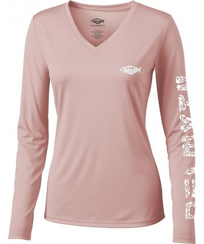 Womens UPF 50+ Fishing Shirts Sun Protection Long Sleeve T-Shirt Pink / Largemouth Bass $18.19 T-Shirts