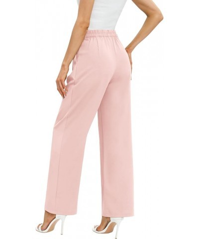 Women's Business Work Trousers High Waisted Wide Leg Pants Long Straight Suit Pants with Pocket 18light Pink $22.03 Pants