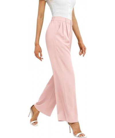 Women's Business Work Trousers High Waisted Wide Leg Pants Long Straight Suit Pants with Pocket 18light Pink $22.03 Pants