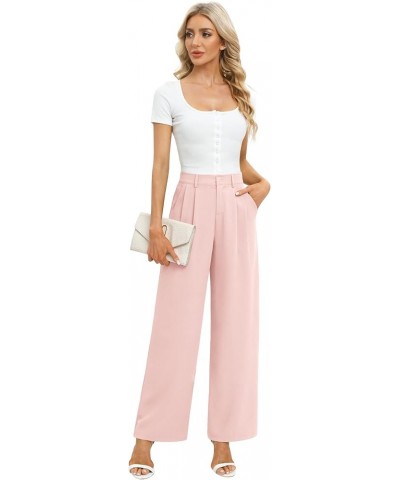 Women's Business Work Trousers High Waisted Wide Leg Pants Long Straight Suit Pants with Pocket 18light Pink $22.03 Pants