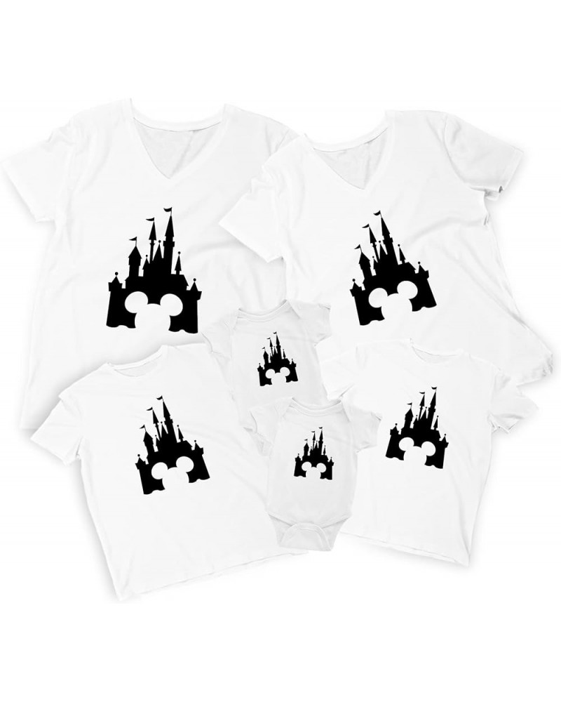 Family Matching Castle Mickey Minnie V-Neck T-Shirts Women White-na $13.45 Tops