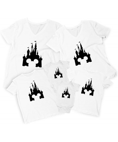 Family Matching Castle Mickey Minnie V-Neck T-Shirts Women White-na $13.45 Tops