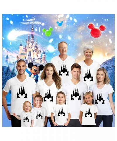 Family Matching Castle Mickey Minnie V-Neck T-Shirts Women White-na $13.45 Tops