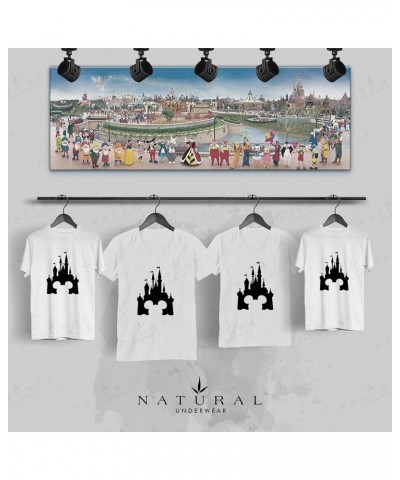 Family Matching Castle Mickey Minnie V-Neck T-Shirts Women White-na $13.45 Tops