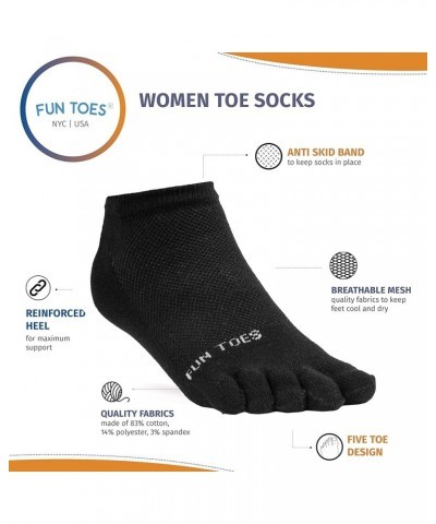 Women's Cotton Toe Socks-Barefoot Running- Breathable- 6 Pairs Pack-Size 9-11 Lightweight Black $13.61 Activewear