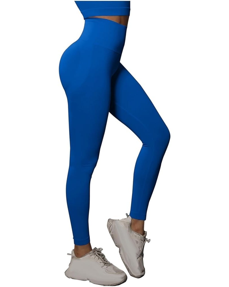 Scrunch Butt Lifting Seamless Leggings for Women High Waisted Tummy Control Yoga Pants Striped Workout Gym Tights A05-blue $4...