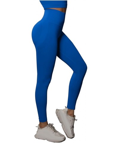 Scrunch Butt Lifting Seamless Leggings for Women High Waisted Tummy Control Yoga Pants Striped Workout Gym Tights A05-blue $4...