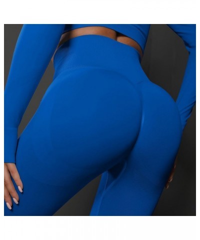 Scrunch Butt Lifting Seamless Leggings for Women High Waisted Tummy Control Yoga Pants Striped Workout Gym Tights A05-blue $4...