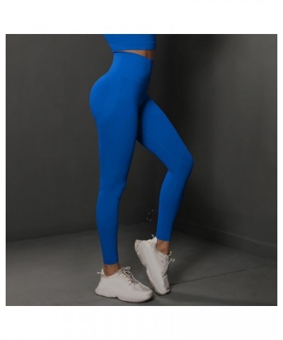 Scrunch Butt Lifting Seamless Leggings for Women High Waisted Tummy Control Yoga Pants Striped Workout Gym Tights A05-blue $4...