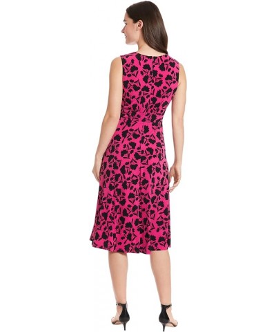 Women's Sleeveless Fit and Flare Dress Raspberry Rose/Black $13.02 Dresses