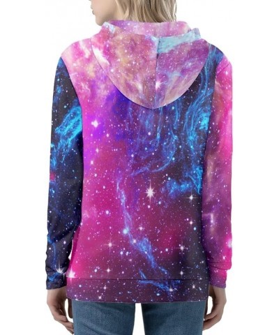 Womens Full Zipper Hoodies Cute Sweatshirts Long Sleeve Tops with Kangaroo Pockets Purple Galaxy $17.22 Hoodies & Sweatshirts