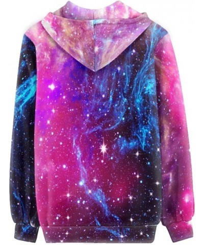 Womens Full Zipper Hoodies Cute Sweatshirts Long Sleeve Tops with Kangaroo Pockets Purple Galaxy $17.22 Hoodies & Sweatshirts