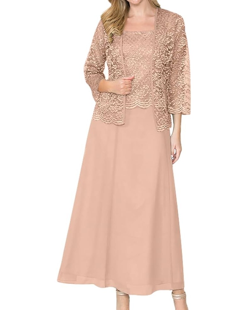 Classy Mother of The Bride Dresses A-line Mother of Groom Dress Chiffon Formal Wedding Guest Dress Lace Jacket Dusty Rose $36...