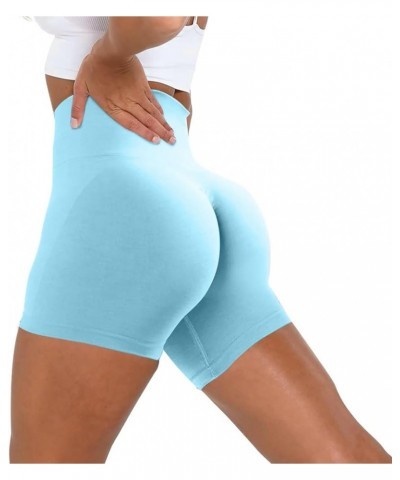 Gym Shorts Women Scrunch Butt High Waisted Yoga Workout Shorts Scrunch Booty Athletic Running Biker Shorts A Light Blue $6.55...