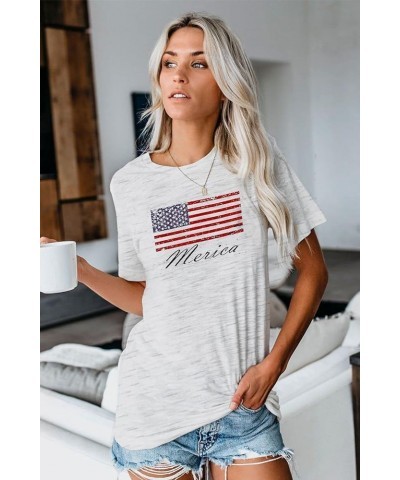 4th of July Shirts Women Patriotic Shirts Glasses Graphic Tees Casual America Flag Print Short Sleeve Tops White $7.50 T-Shirts