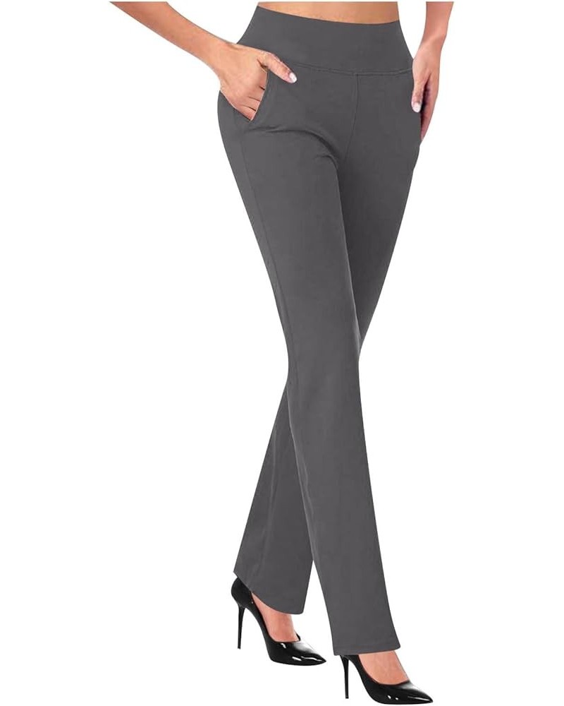 Women's Office Pants Flare Trousers Casual High Waisted Slim Fit Solid Comfy Work Pants Business Formal Dressy Pants A02_gray...