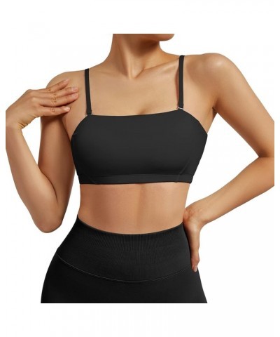 Women Workout Sports Bras Criss Cross Padded Support Yoga Bra Fitness Crop Tank Tops Bandeau Black $11.79 Lingerie