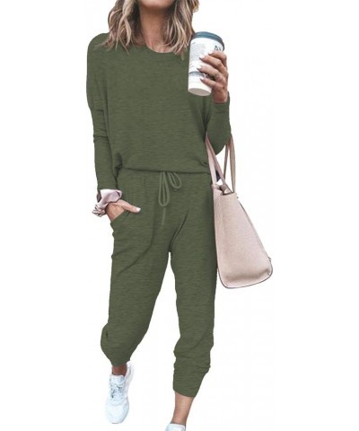 Lounge Sets for Women Sweatsuits Sets Two Piece Outfit Long Sleeve Pant Workout Athletic Tracksuits Set-armygreen $21.14 Acti...