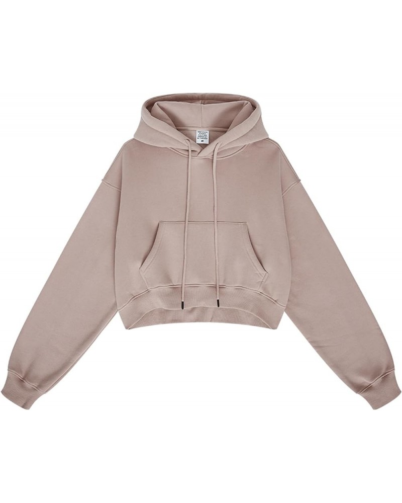 Womens Long Sleeve Cropped Hoodies Fleece Lined Winter Thick Sweatshirt Casual Pullover Top with Pockets Pink $19.24 Hoodies ...