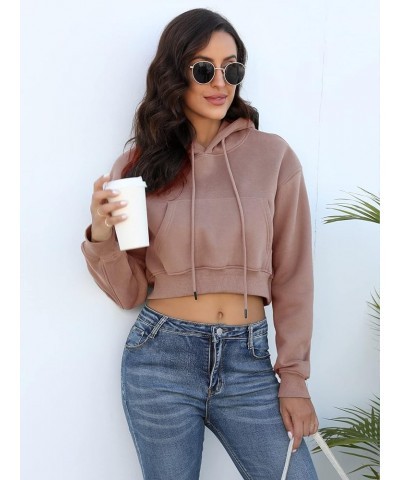 Womens Long Sleeve Cropped Hoodies Fleece Lined Winter Thick Sweatshirt Casual Pullover Top with Pockets Pink $19.24 Hoodies ...