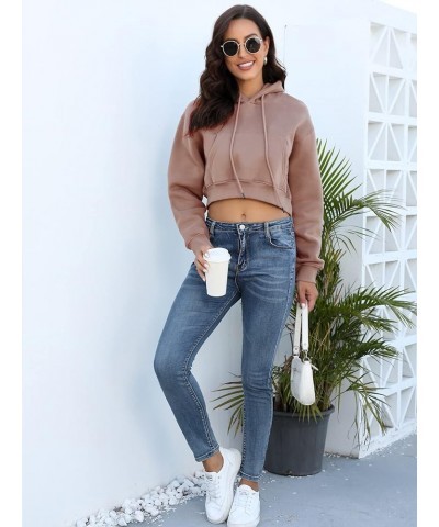 Womens Long Sleeve Cropped Hoodies Fleece Lined Winter Thick Sweatshirt Casual Pullover Top with Pockets Pink $19.24 Hoodies ...