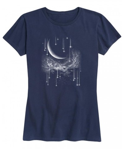 Falling Stars-Women's Short Sleeve Graphic T-Shirt Navy $10.19 T-Shirts