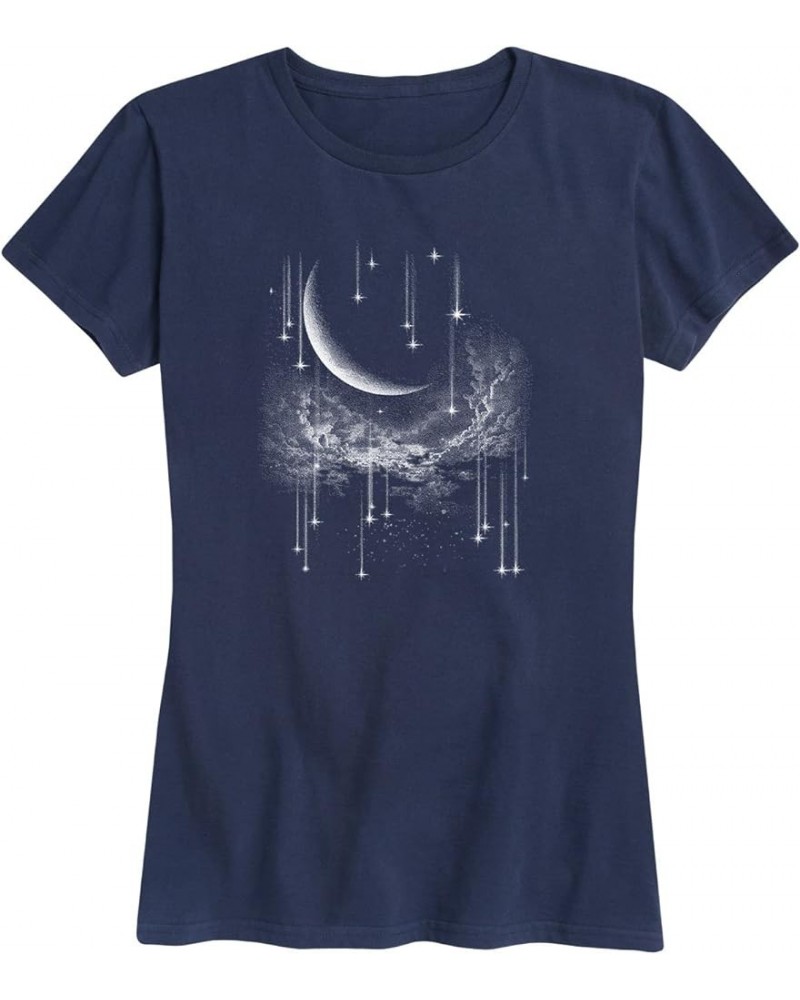 Falling Stars-Women's Short Sleeve Graphic T-Shirt Navy $10.19 T-Shirts