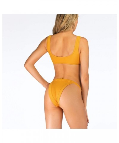 Swimsuits for Women High Waisted Bikini Sexy Two Piece Bathing Suits Tummy Control Swimwear 9057yellow $11.56 Swimsuits