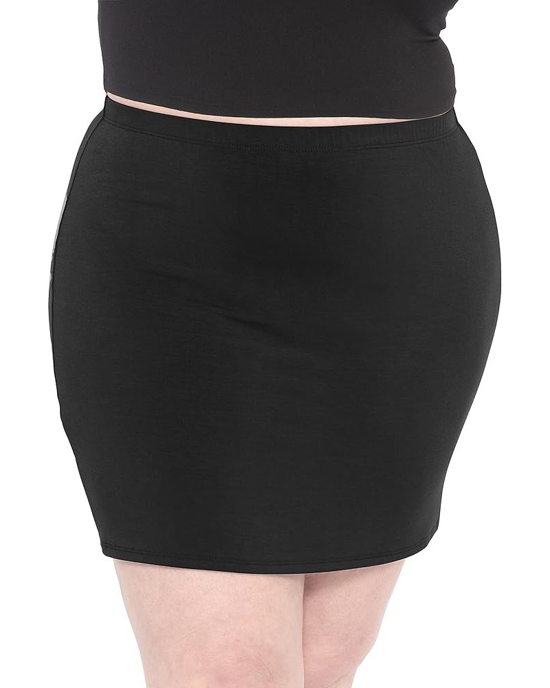 Women's Cotton Soft Stretch Fabric Basic Mini Skirt | Small - 5X Black $9.24 Skirts