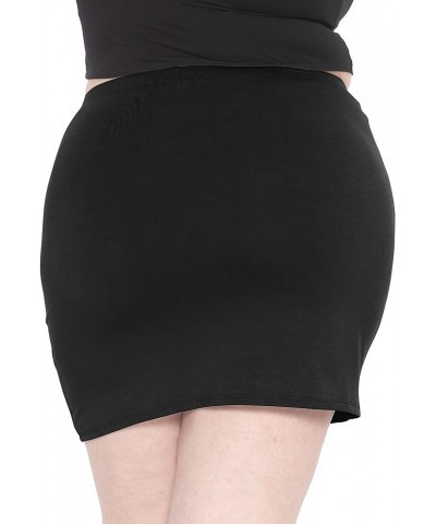 Women's Cotton Soft Stretch Fabric Basic Mini Skirt | Small - 5X Black $9.24 Skirts